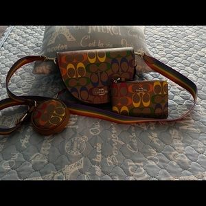 New coach rainbow crossbody, Pouch and wristlet